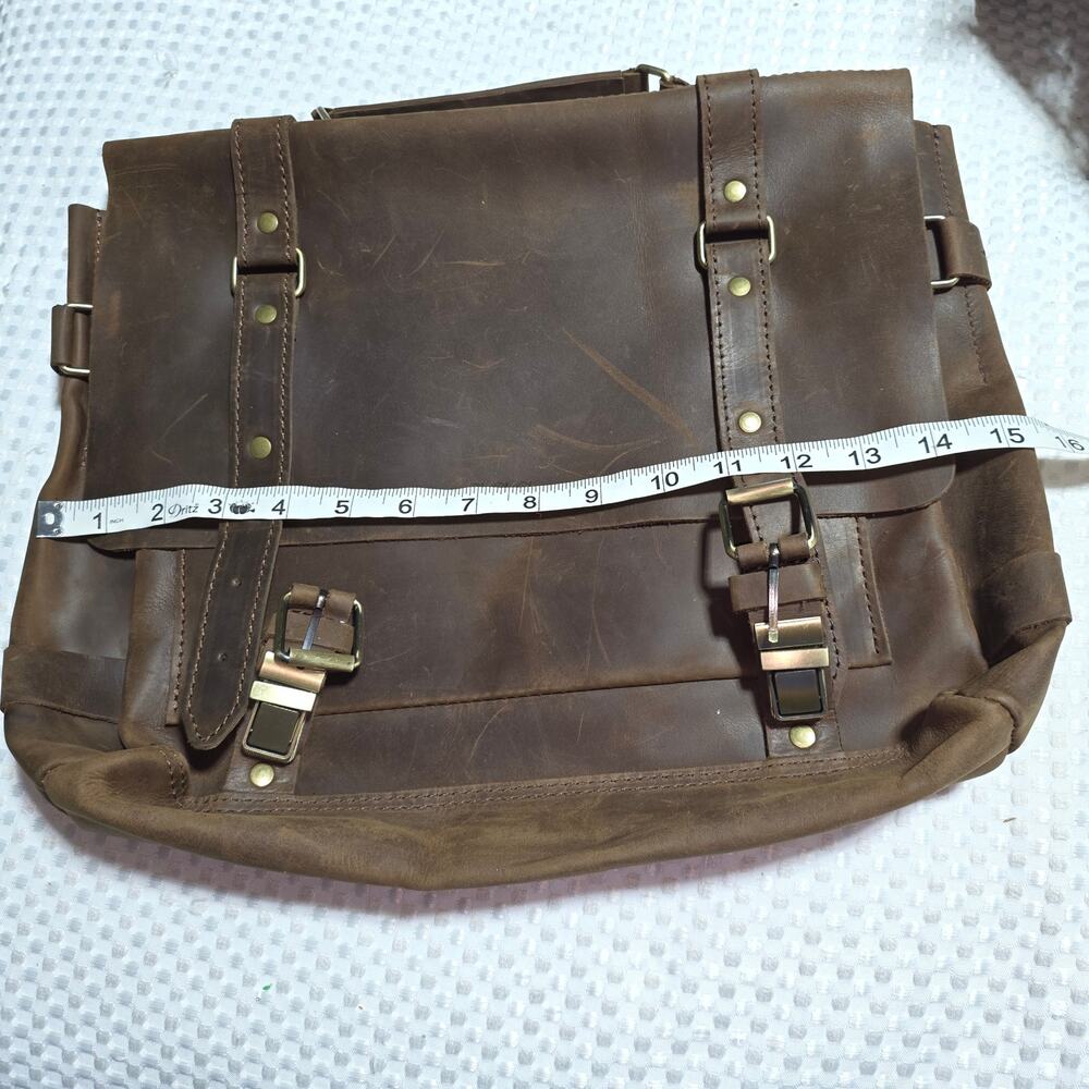 UNIVERSE FULL GRAIN LEATHER LAPTOP MESSENGER BAG (NO STRAP) - Picture 2 of 10